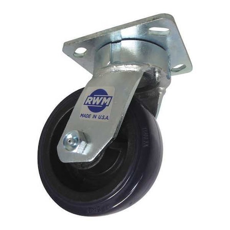 Plate Caster, Swivel, Polyurethane, 6 1/2