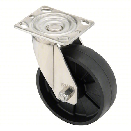 Plate Caster, Swivel, Nylon, 7 1/2