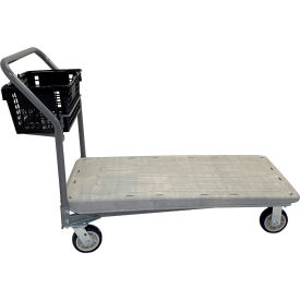 R.W. Rogers Nestable Flatbed with Hand Basket Handle & Poly Wheels 48