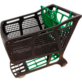 R.W. Rogers Plastic Shopping Cart with Green Seat & Tray 190 Liter Capacity Large Black EX-11575 GREEN/REPRO