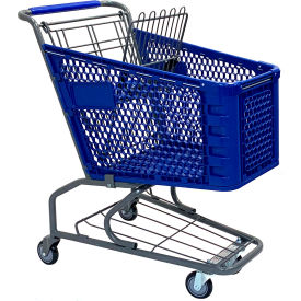 R.W. Rogers Plastic Shopping Cart 100 Liter Capacity Small Blue WMP-100L-BE