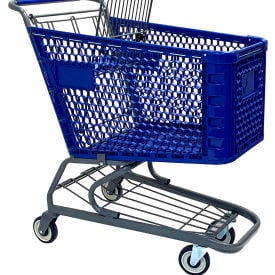 R.W. Rogers Plastic Shopping Cart 150 Liter Capacity Medium Blue WMP-150L-BE