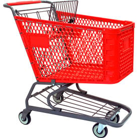 R.W. Rogers Plastic Shopping Cart 150 Liter Capacity Medium Red WMP-150L-RD