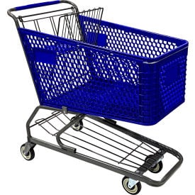 R.W. Rogers Plastic Shopping Cart 200 Liter Capacity Large Blue WMP-200L-BE
