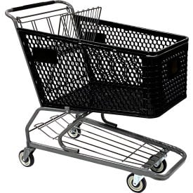 R.W. Rogers Plastic Shopping Cart 200 Liter Capacity Large Black WMP-200L-BK