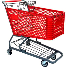 R.W. Rogers Plastic Shopping Cart 200 Liter Capacity Large Red WMP-200L-RD