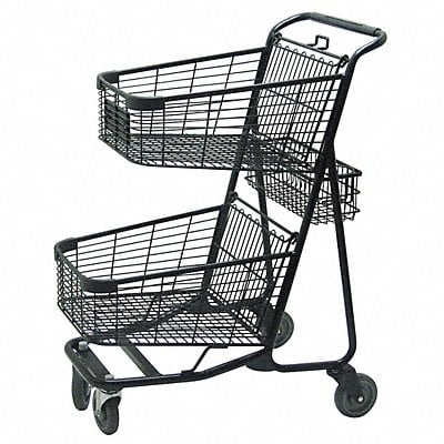 Two Tier Shopping Cart 29 in L 300 lb. MPN:RWR-VER-5050BK
