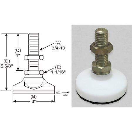 Level Mount, Swivel Stud, 3/4-10, 3in Base MPN:NSWD-4A