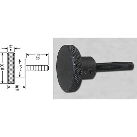 Knrl Knob Stud, M5, 19mm dia., 25mm, Steel MPN:MSKS-012