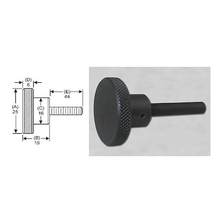 Knrl Knob Stud, M6, 25mm dia., 44mm, Steel MPN:MSKS-015