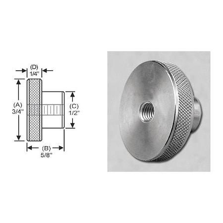 Knrl Knob Tap Thru, SS, 10-24