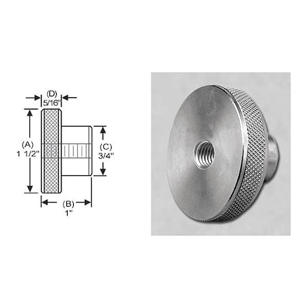 Knrl Knob Tap Thru, SS, 5/16-18