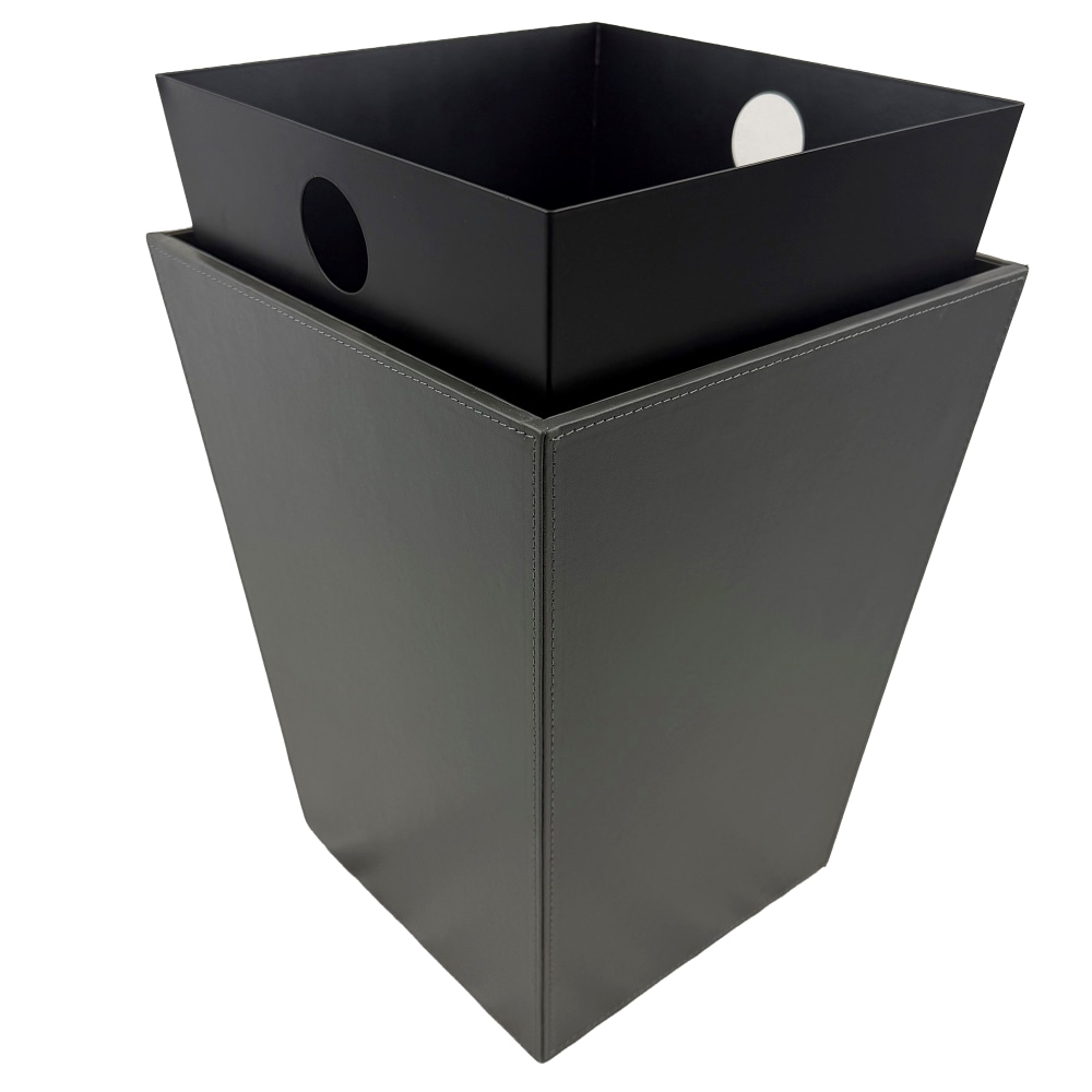 Hospitality Source Wood/Metal Waste Bins, 9-1/2in x 9-1/2in x 12-1/2in, Dark Gray, Set Of 6 Bins MPN:WB-0001 GRAY SINGLE SET