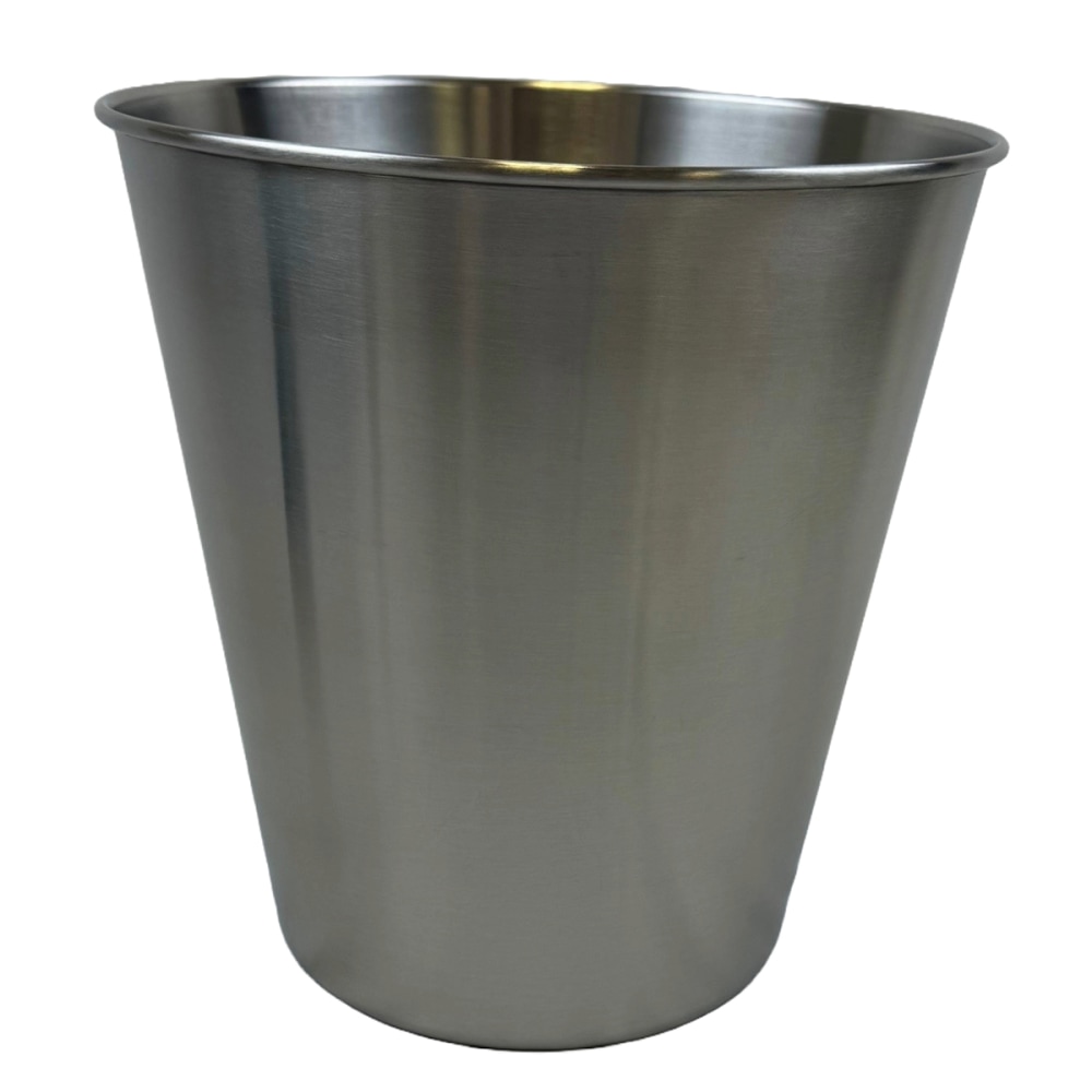 Hospitality Source Round Waste Bins, 10-1/2in x 10in x 10in, Matte Silver, Set Of 8 Bins MPN:WB-0332