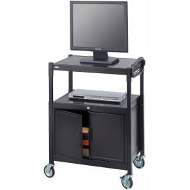 Safco® Steel Adjustable AV Cart With Cabinet 8943BL