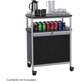 Safco 8964BL - Mobile Beverage Cart Locking Cabinet Steel Black 8964BL