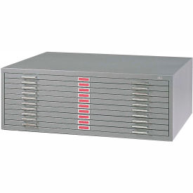 Safco® 10 Drawer Blueprint Flat File Cabinet 46-1/2W Gray 4986GR