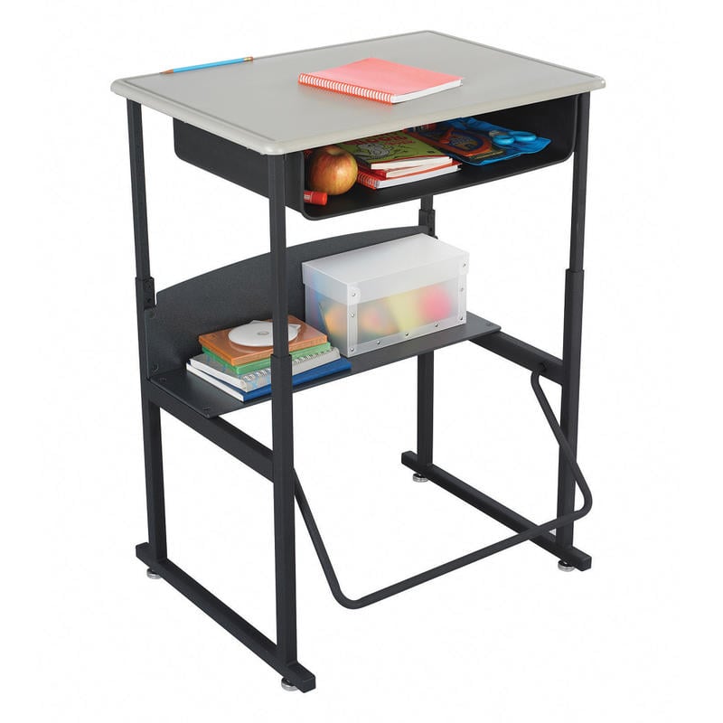 Safco AlphaBetter Adjustable-Height Stand-Up Desk, with Book Box, 28in x 20in Top, Beige/Black MPN:1202BE