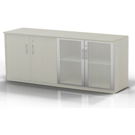Safco® Medina Series Low Wall Cabinet with Wood/Glass Door Textured Sea Salt MVLCTSS