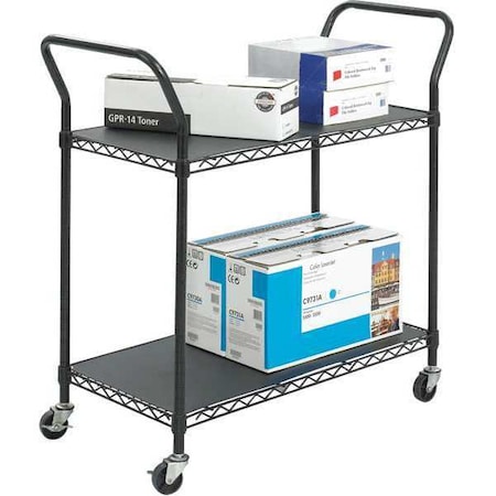 Wire Utility Cart with 2 Shelves, Rated MPN:5337BL