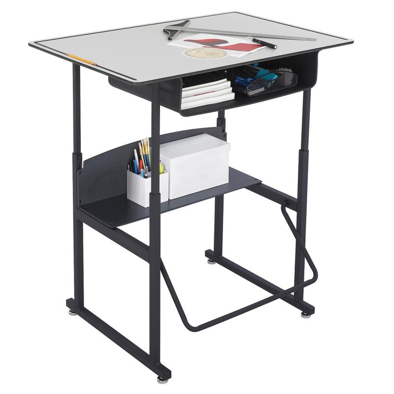 Safco AlphaBetter Adjustable-Height Stand-Up Desk, with Book Box, 36in x 24in Top, Gray/Black MPN:1209GR