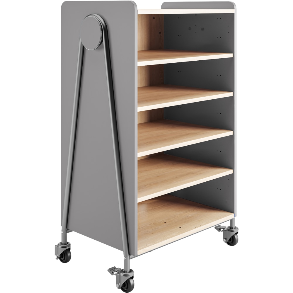 Safco Whiffle Double-Column 4-Shelf Rolling Storage Cart, 48inH x 30inW x 19-3/4inD, Gray MPN:3923GRY