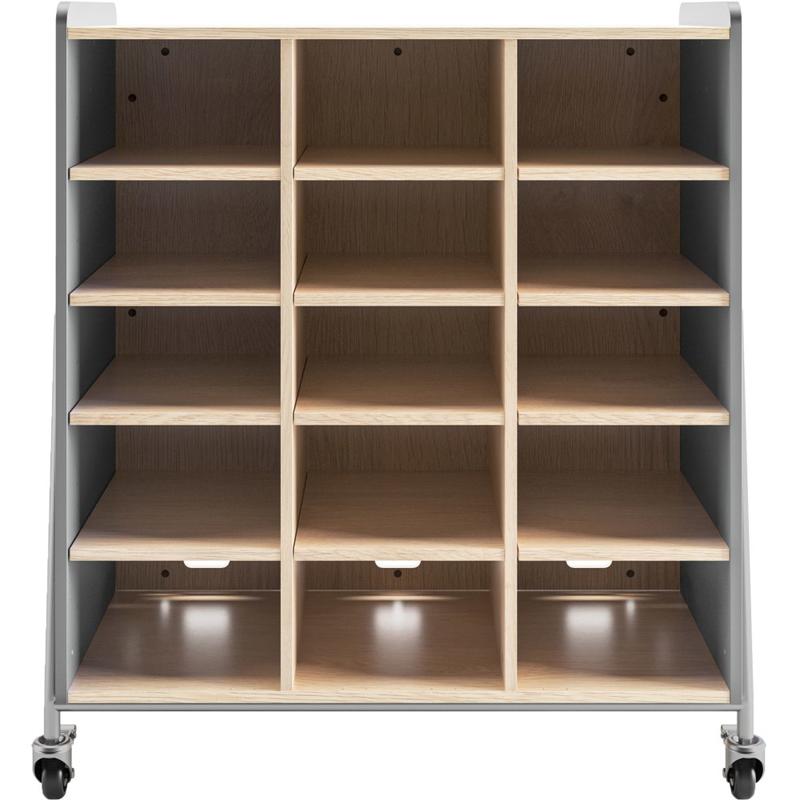 Safco Whiffle Triple-Column 15-Shelf Rolling Storage Cart, 48inH x 43-1/4inW x 19-3/4inD, Gray MPN:3931GRY