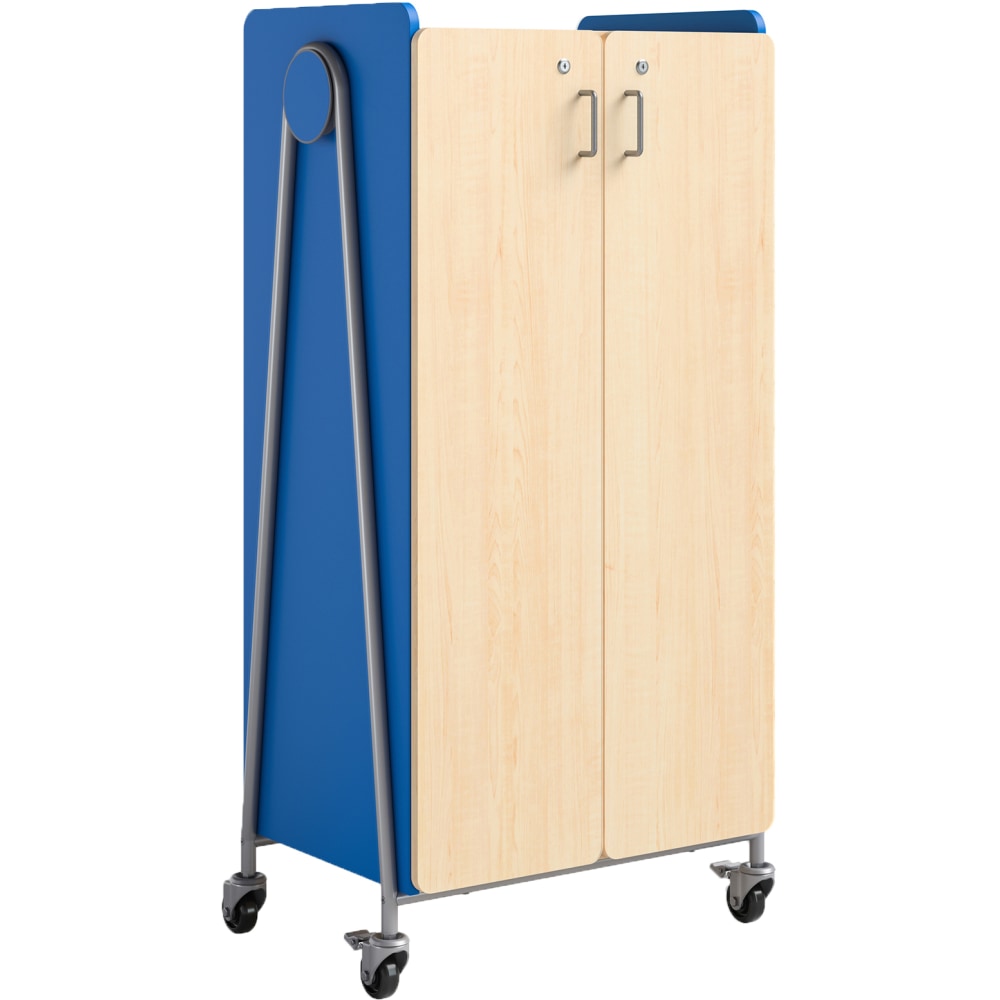 Safco Whiffle Double-Column 14-Drawer Mobile Storage Cart, 60inH x 30inW x 19-3/4inD, Spectrum Blue MPN:3935SBU