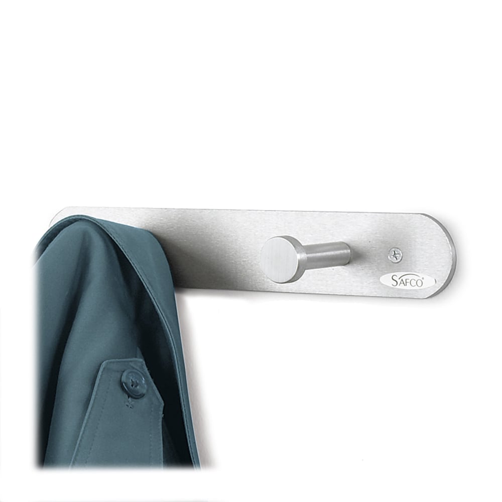 Safco Rounded Nail-Head Wall Mount Coat Rack, 2inH x 12inW x 2-3/4inD, Silver MPN:4200
