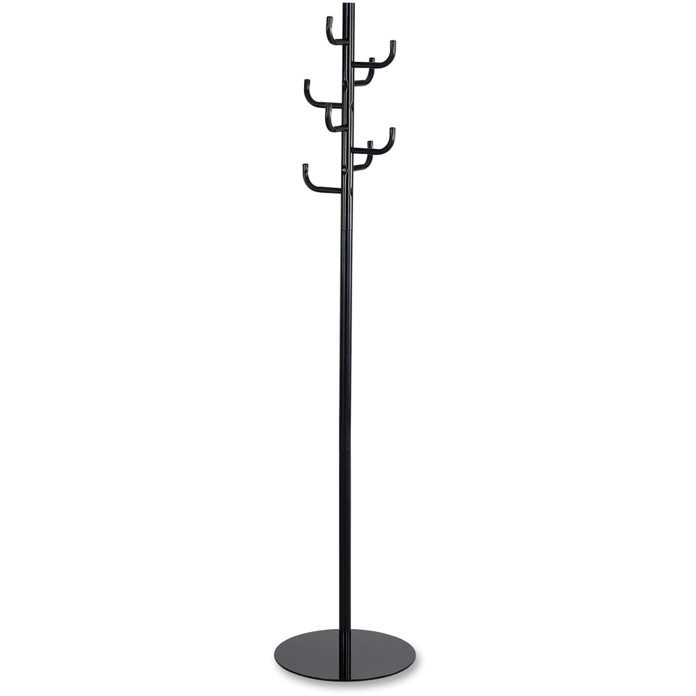 Safco Hook Head Coat Rack, 8 Hooks, 67inH, for Coat, Jacket, Purse, Hat, Garment, Tubular Steel, Black, Powder Coated MPN:4241BL