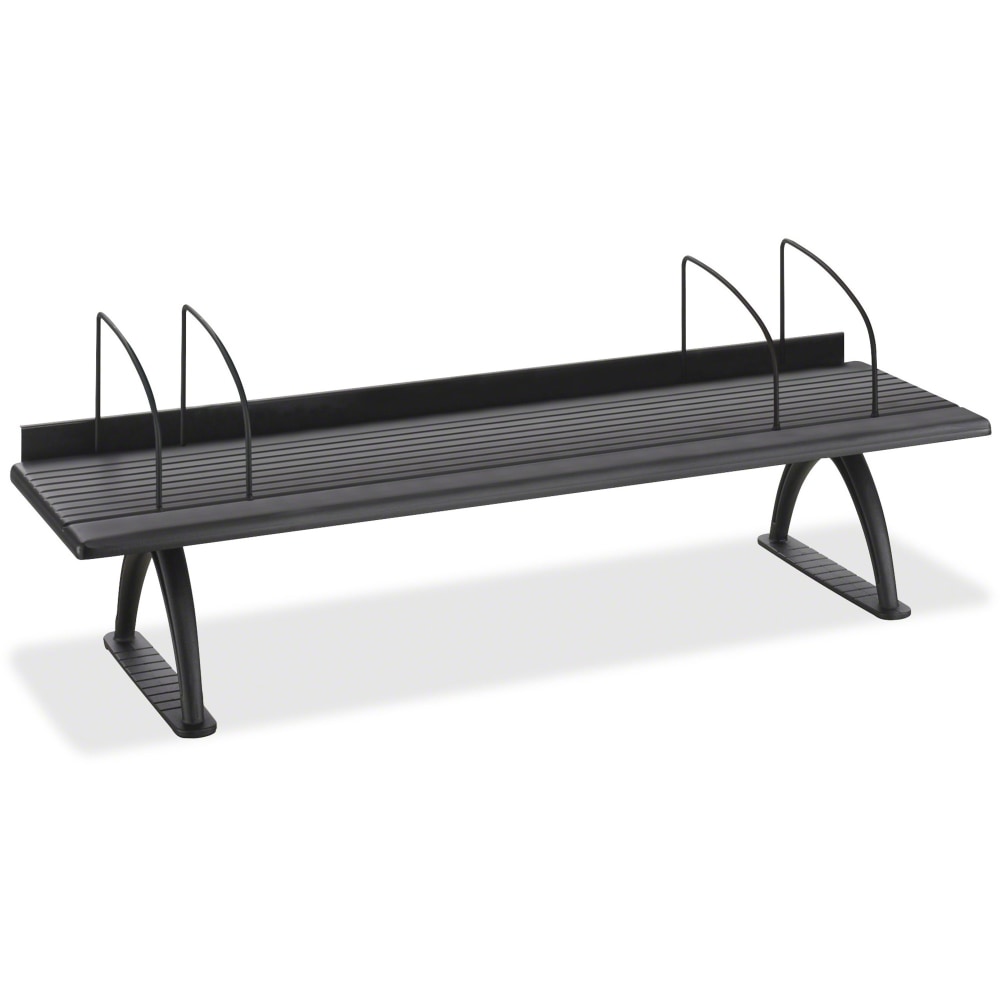Safco Retainer Lip Desk Riser, 8.3inH x 42inW x 12.3inD, Swivel, Black, Melamine MPN:3603BL