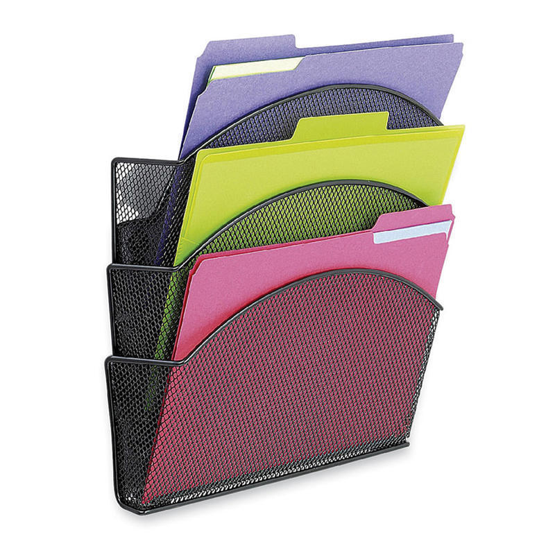 Safco Onyx Magnetic Mesh Panel Accessories, 3 File Pocket, 13 x 4 1/4 x 13 1/2, Black MPN:4175BL