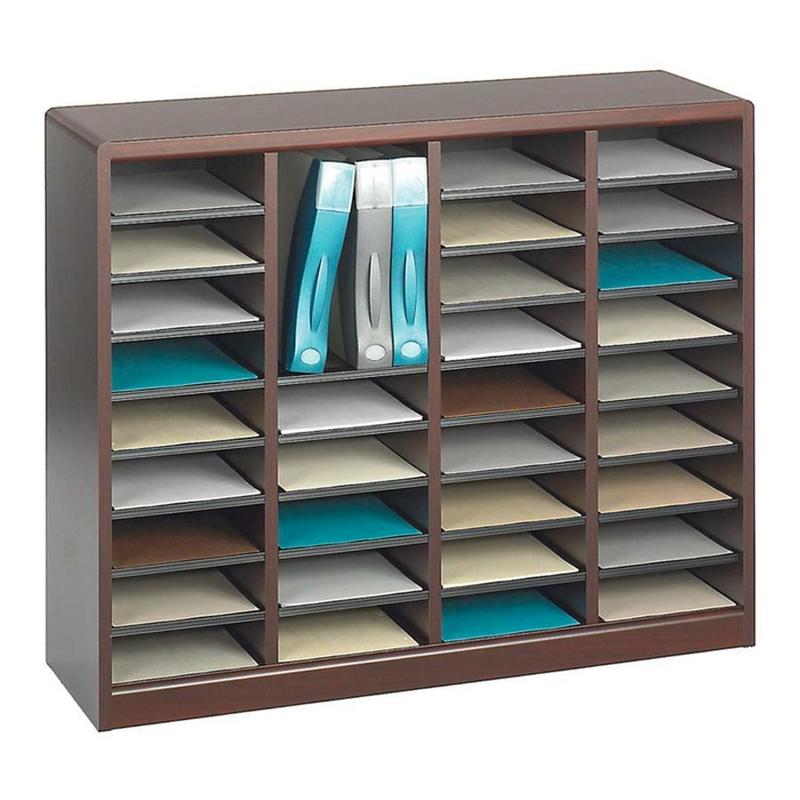 Safco E-Z Stor Wood Literature Organizer, 36 Compartments, 32 1/2inH, Mahogany MPN:9321MH