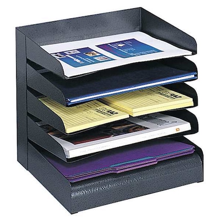 Desk Tray, Black, Steel, 12 in W, 9 1/2 in L, 11 1/4 in H, 5 Number of Compartments MPN:3127BL