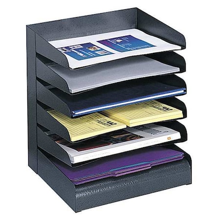 Desk Tray, Black, Steel, 12 in W, 9 1/2 in L, 13 1/4 in H, 6 Number of Compartments MPN:3128BL