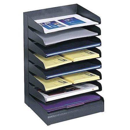 Desk Tray, Black, Steel, 12 in W, 9 1/2 in L, 17 3/4 in H, 8 Number of Compartments MPN:3129BL