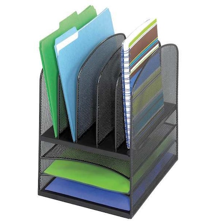 Desk Tray, Black, Steel, 11 1/2 in W, 9 1/2 in L, 13 in H, 8 Number of Compartments MPN:3266BL