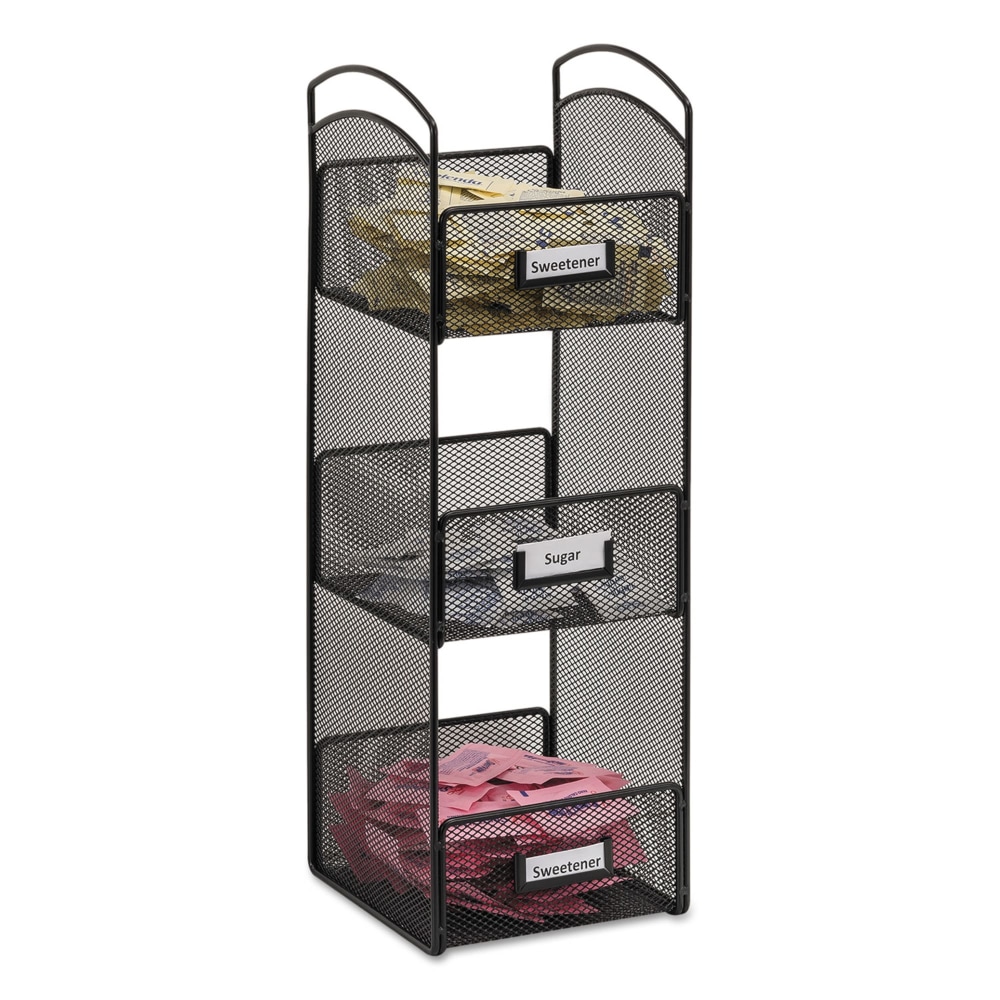 Safco Onyx Breakroom Organizer, 3 Compartments, 6in x 6in x 18in, Black MPN:3290BL