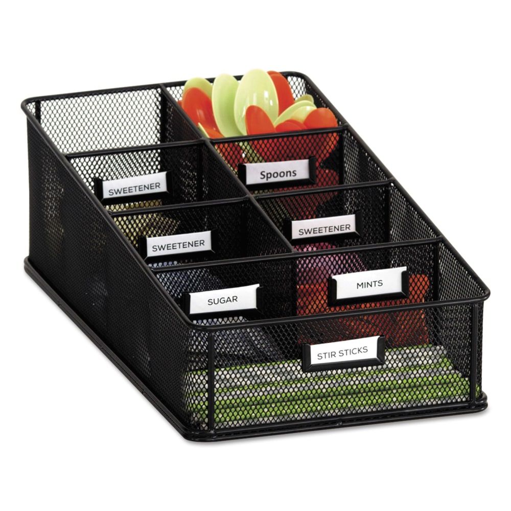 Safco Onyx Breakroom Organizer, 7 Compartments, 16in x 8-1/2in x 5-1/4in, Black MPN:3291BL