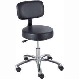 Safco® Lab Stool with Back - Vinyl - Pneumatic - Black 3430BL