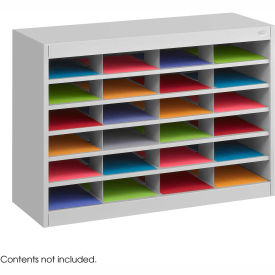24 Compartment Steel Literature Organizer - Gray 9211GRR