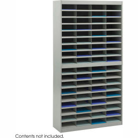 72 Compartment Steel Literature Organizer - Gray 9241GRR