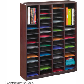 60 Compartment Wooden Literature Organizer - Mahogany 9331MH