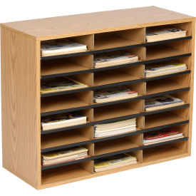 24 Compartment Wood Literature Sorter - 23-1/2