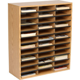 36 Compartment Wood Literature Sorter - 34-1/2