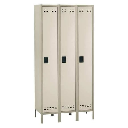 Wardrobe Locker, 36 in W, 18 in D, 78 in H, (1) Tier, (3) Wide, Tan MPN:5525TN
