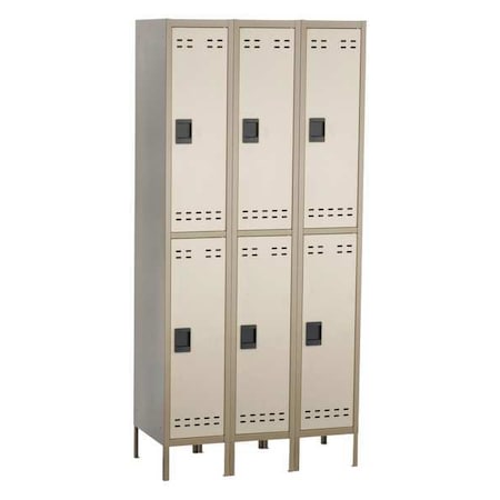 Wardrobe Locker, 36 in W, 18 in D, 78 in H, (2) Tier, (3) Wide, Tan MPN:5526TN