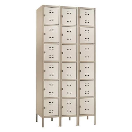Box Locker, 36 in W, 18 in D, 78 in H, (3) Wide, (6) Tier, Tan MPN:5527TN