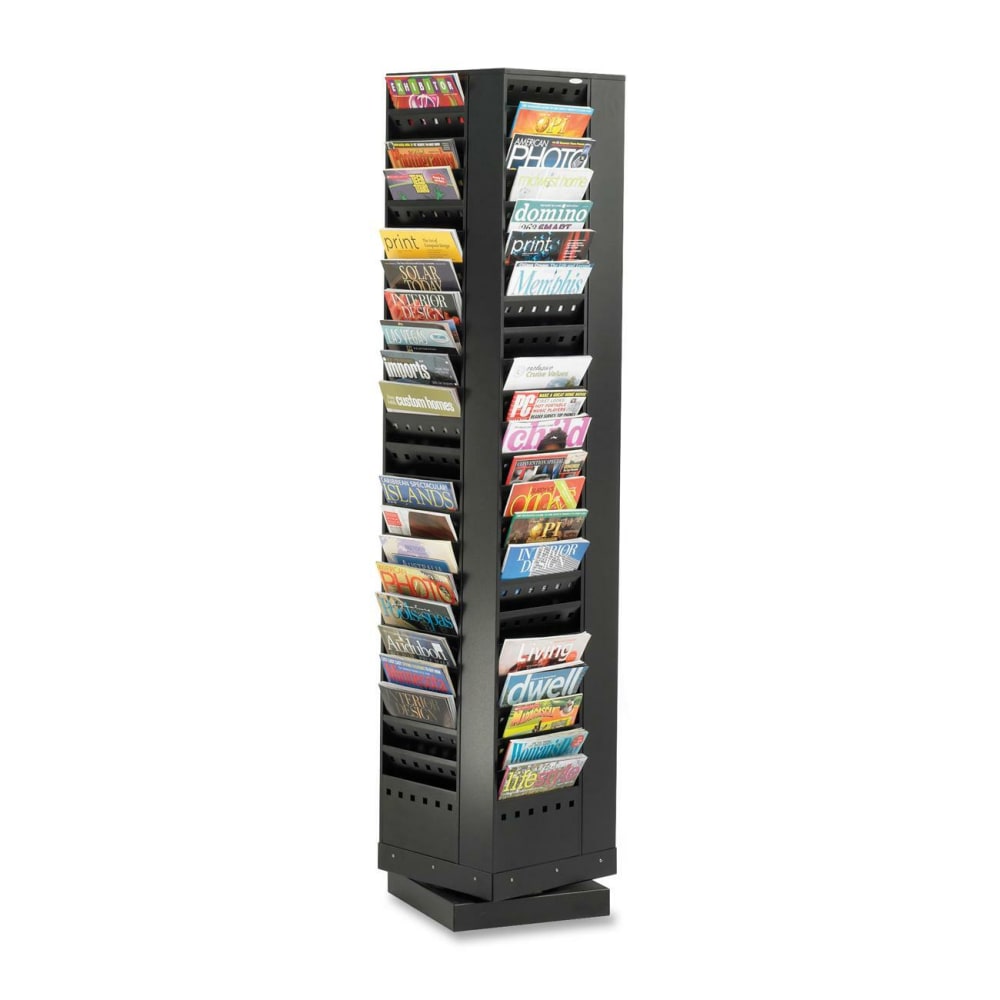 Safco Steel Rotary Floor-standing Magazine Rack - 92 Compartment(s) - Compartment Size : 7.25inx9inx0.75in - 4325BL MPN:4325BL