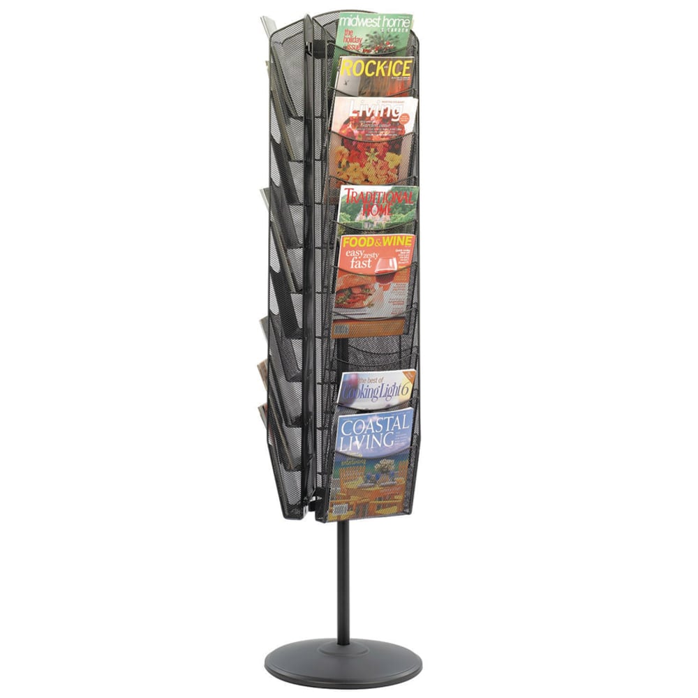 Safco Onyx 30-Pocket Mesh Rotating Literature Display, 65inH x 16inD, Black MPN:5577BL